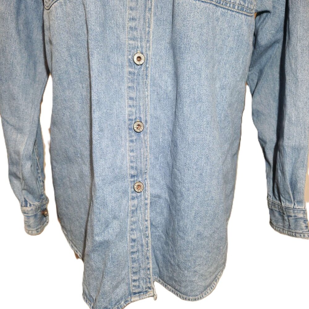 ❤️ 4/$20 Standard Blues jean button-up top Women's large Y2K Cotton Pockets - Picture 4 of 15